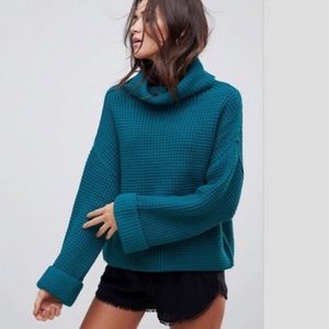 Free People Park City Pullover in Turquoise (SZ S)